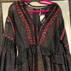 Free People Black Maxi Tribal Dress XS NWT